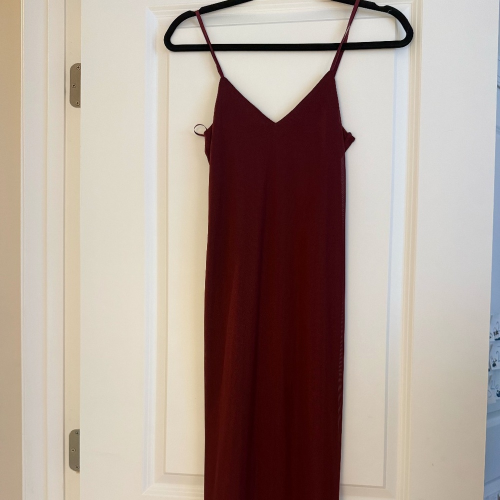 AFRM Burgundy Mesh midi dress NWT